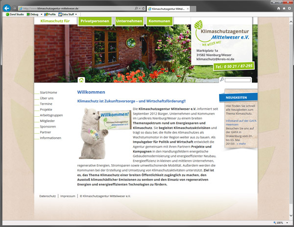 Screenshot www.klimaschutzagentur-mittelweser.de